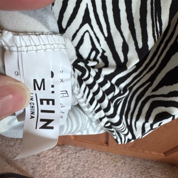 SHEIN ICON Zebra Stripe Super Crop Top and Cami Dress Black White M New - Picture 7 of 9